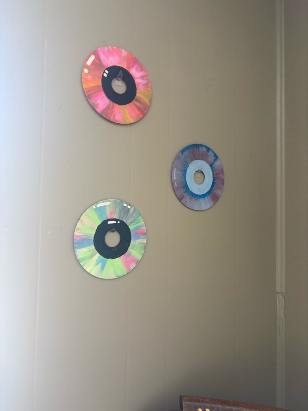 Hand-Painted CD Wall Art Trio - Multicolor